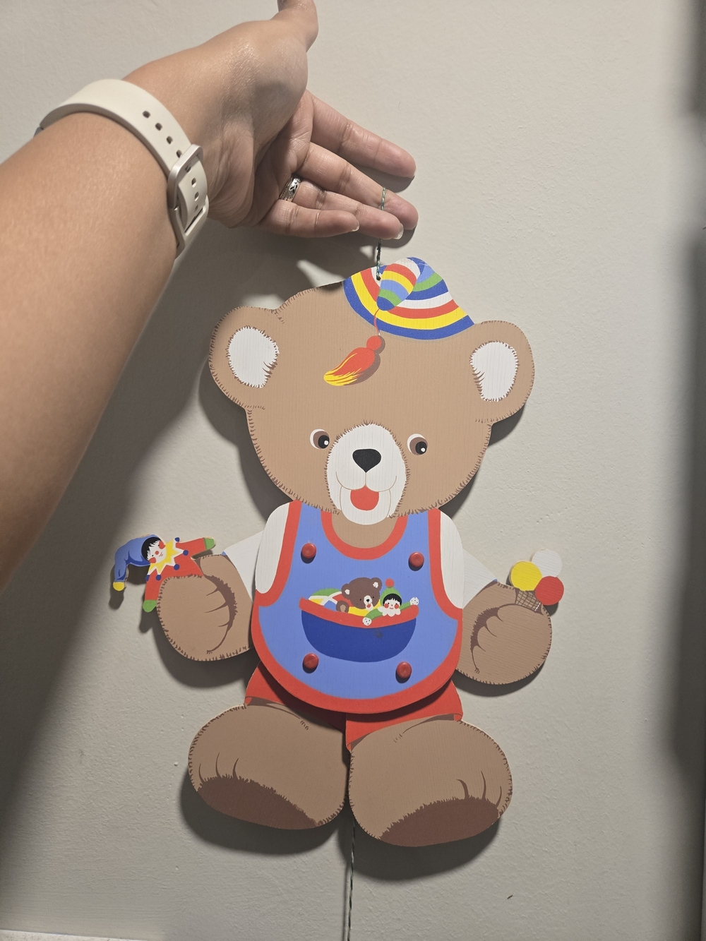 Vintage Grossmann Wooden Jumping Jack Teddy Bear Wall Decor